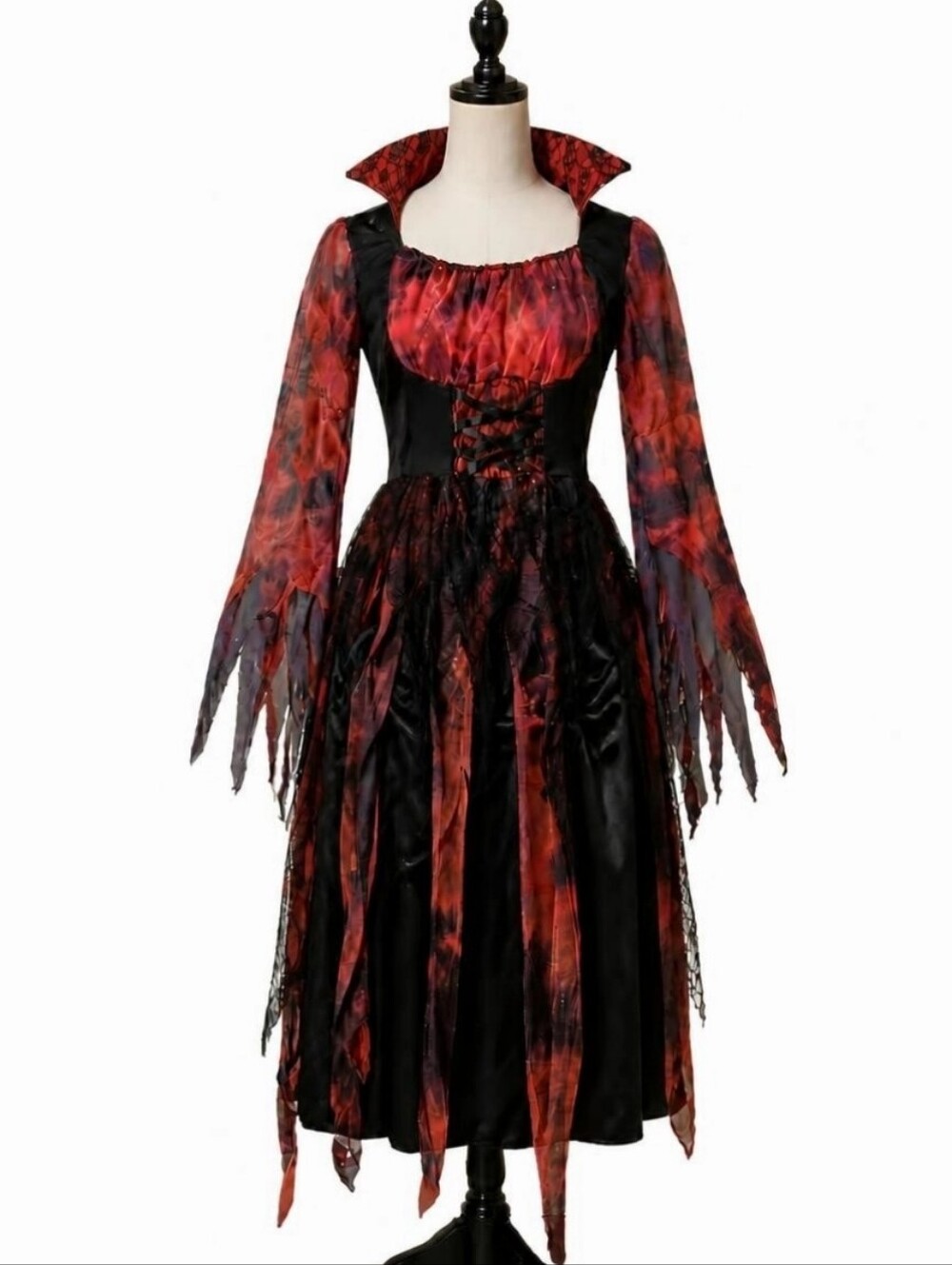 2PC Vampire Countessa Gown Set 2X Gothic Costume Dress w/ Attached Collar Choker